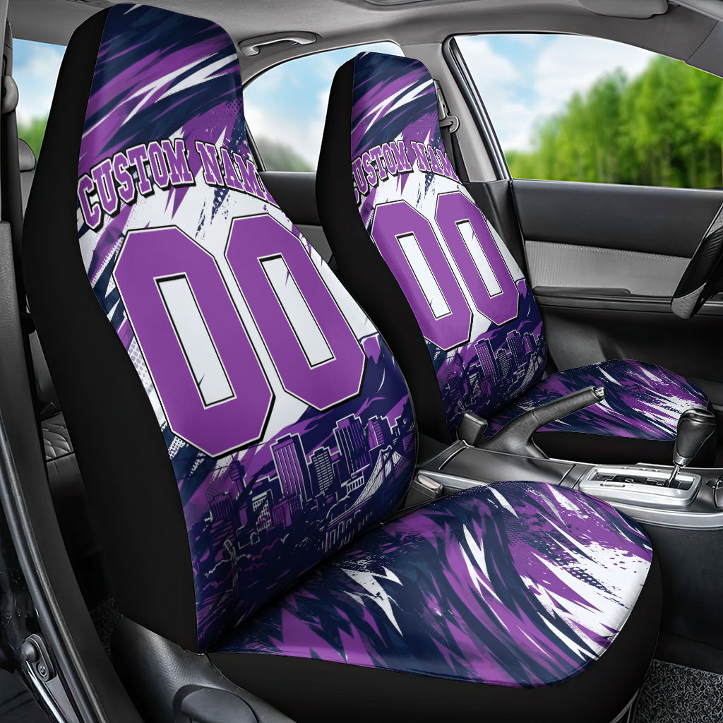 Personalised Hobart Hurricanes Cricket Fan Pride Car Seat Cover Dynamic Swirling Storm Cricket Graphic Art With Hobart Skyline