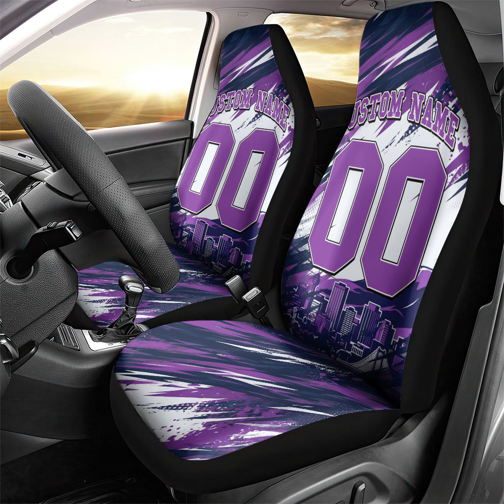 Personalised Hobart Hurricanes Cricket Fan Pride Car Seat Cover Dynamic Swirling Storm Cricket Graphic Art With Hobart Skyline