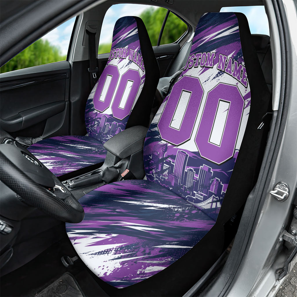 Personalised Hobart Hurricanes Cricket Fan Pride Car Seat Cover Dynamic Swirling Storm Cricket Graphic Art With Hobart Skyline
