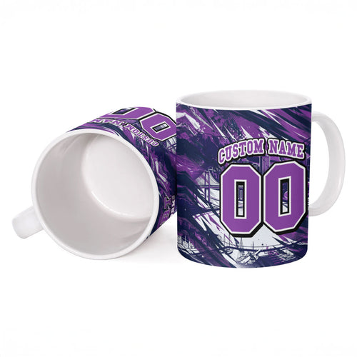 Personalised Hobart Hurricanes Cricket Fan Pride Ceramic Mug Dynamic Swirling Storm Cricket Graphic Art With Hobart Skyline