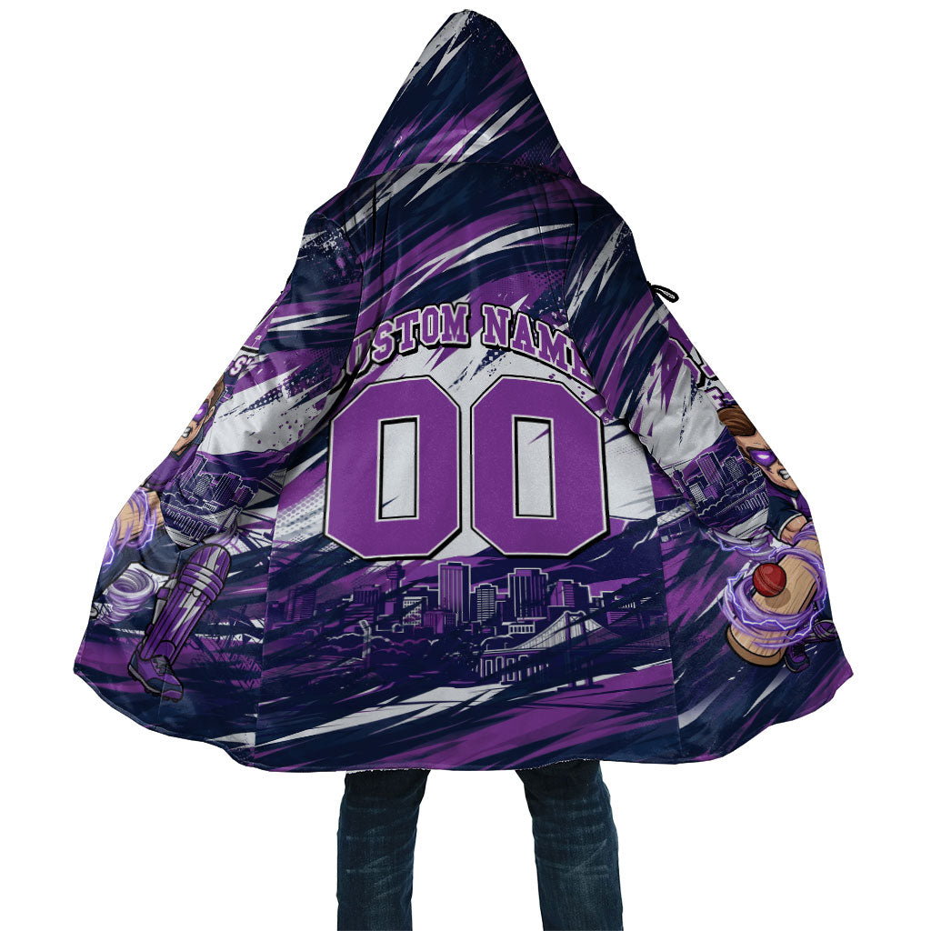 Personalised Hobart Hurricanes Cricket Fan Pride Cloak Dynamic Swirling Storm Cricket Graphic Art With Hobart Skyline