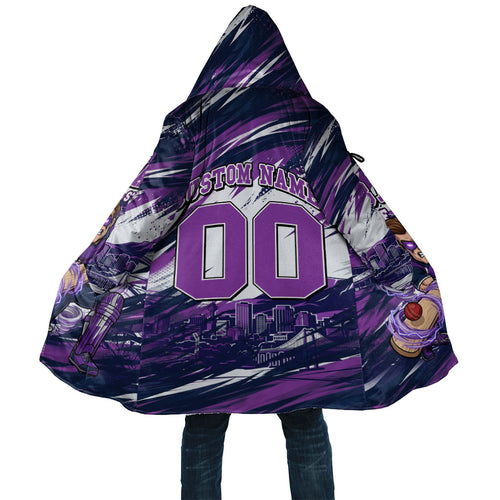 Personalised Hobart Hurricanes Cricket Fan Pride Cloak Dynamic Swirling Storm Cricket Graphic Art With Hobart Skyline