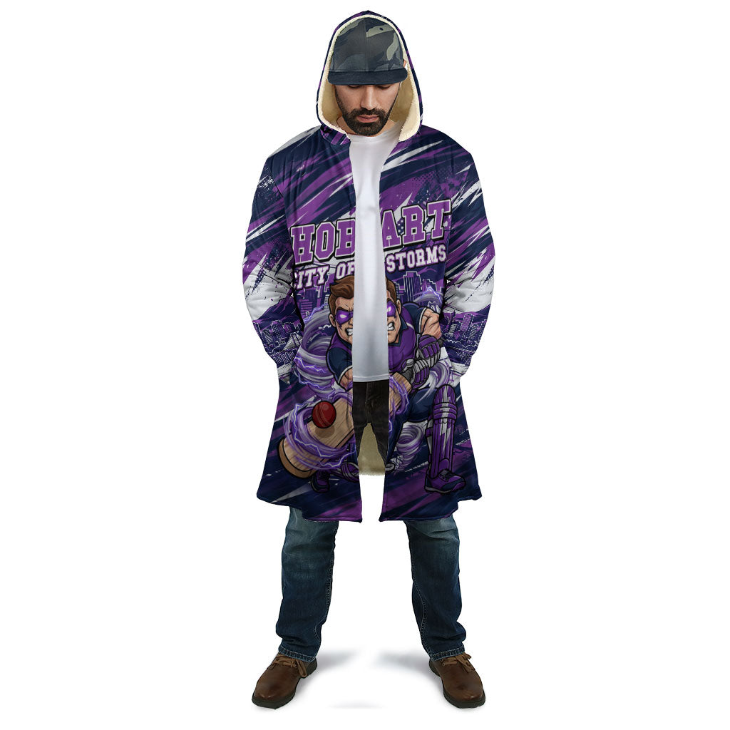 Personalised Hobart Hurricanes Cricket Fan Pride Cloak Dynamic Swirling Storm Cricket Graphic Art With Hobart Skyline