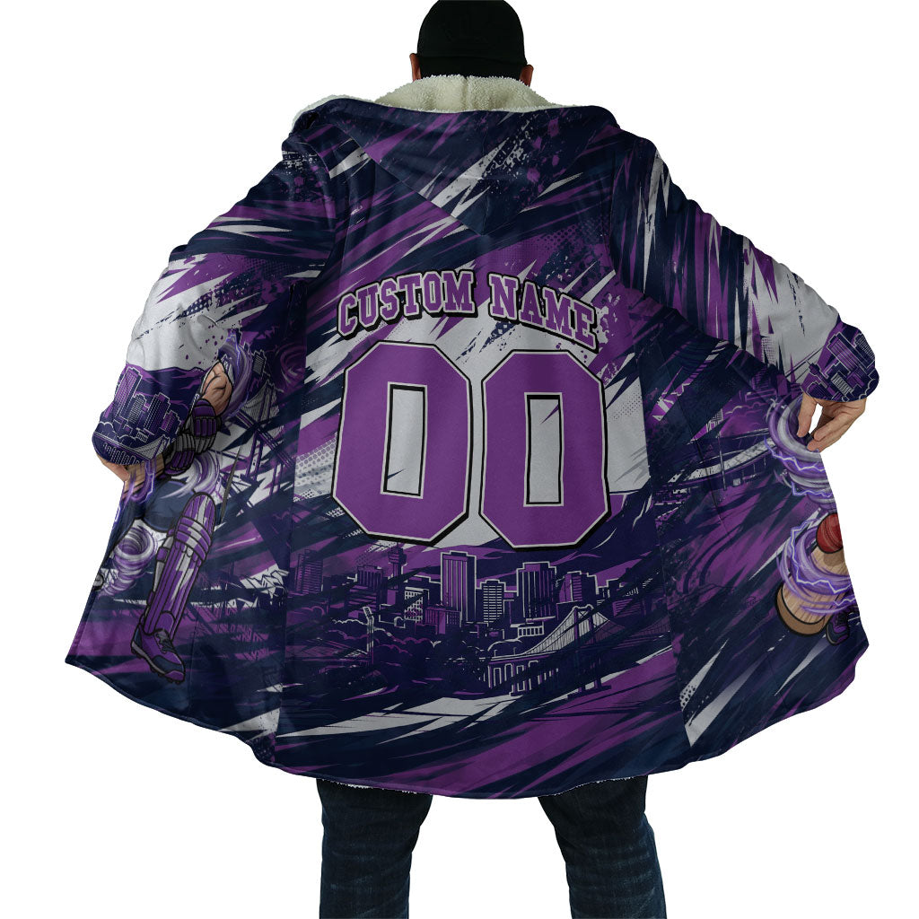 Personalised Hobart Hurricanes Cricket Fan Pride Cloak Dynamic Swirling Storm Cricket Graphic Art With Hobart Skyline