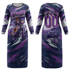 Personalised Hobart Hurricanes Cricket Fan Pride Couples Matching Long Sleeve Bodycon Dress and Long Sleeve Button Shirt Dynamic Swirling Storm Cricket Graphic Art With Hobart Skyline