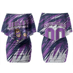 Personalised Hobart Hurricanes Cricket Fan Pride Couples Matching Off Shoulder Short Dress and Hawaiian Shirt Dynamic Swirling Storm Cricket Graphic Art With Hobart Skyline