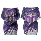 Personalised Hobart Hurricanes Cricket Fan Pride Couples Matching Off Shoulder Short Dress and Long Sleeve Button Shirt Dynamic Swirling Storm Cricket Graphic Art With Hobart Skyline