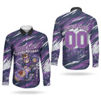 Personalised Hobart Hurricanes Cricket Fan Pride Couples Matching Short Sleeve Bodycon Dress and Long Sleeve Button Shirt Dynamic Swirling Storm Cricket Graphic Art With Hobart Skyline