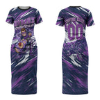 Personalised Hobart Hurricanes Cricket Fan Pride Couples Matching Short Sleeve Bodycon Dress and Long Sleeve Button Shirt Dynamic Swirling Storm Cricket Graphic Art With Hobart Skyline