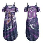 Personalised Hobart Hurricanes Cricket Fan Pride Couples Matching Summer Maxi Dress and Hawaiian Shirt Dynamic Swirling Storm Cricket Graphic Art With Hobart Skyline