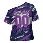 Personalised Hobart Hurricanes Cricket Fan Pride Cross Shoulder Shirt Dynamic Swirling Storm Cricket Graphic Art With Hobart Skyline