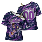 Personalised Hobart Hurricanes Cricket Fan Pride Cross Shoulder Shirt Dynamic Swirling Storm Cricket Graphic Art With Hobart Skyline