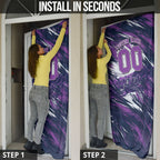 Personalised Hobart Hurricanes Cricket Fan Pride Door Cover Dynamic Swirling Storm Cricket Graphic Art With Hobart Skyline