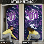 Personalised Hobart Hurricanes Cricket Fan Pride Door Cover Dynamic Swirling Storm Cricket Graphic Art With Hobart Skyline