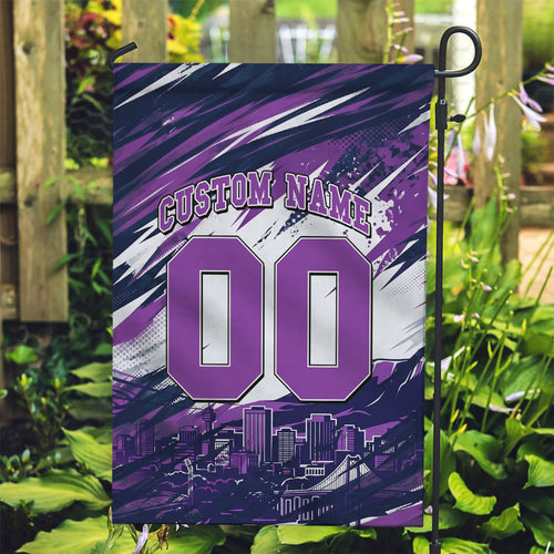 Personalised Hobart Hurricanes Cricket Fan Pride Garden Flag Dynamic Swirling Storm Cricket Graphic Art With Hobart Skyline
