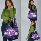 Personalised Hobart Hurricanes Cricket Fan Pride Grocery Bag Dynamic Swirling Storm Cricket Graphic Art With Hobart Skyline