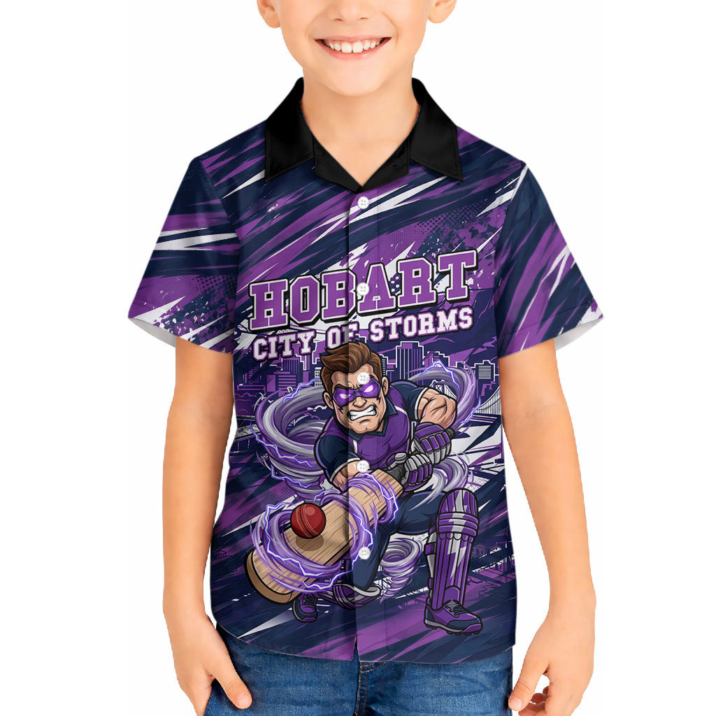 Personalised Hobart Hurricanes Cricket Fan Pride Hawaiian Shirt Dynamic Swirling Storm Cricket Graphic Art With Hobart Skyline
