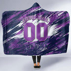 Personalised Hobart Hurricanes Cricket Fan Pride Hooded Blanket Dynamic Swirling Storm Cricket Graphic Art With Hobart Skyline