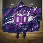 Personalised Hobart Hurricanes Cricket Fan Pride Hooded Blanket Dynamic Swirling Storm Cricket Graphic Art With Hobart Skyline