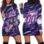 Personalised Hobart Hurricanes Cricket Fan Pride Hoodie Dress Dynamic Swirling Storm Cricket Graphic Art With Hobart Skyline