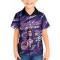 Personalised Hobart Hurricanes Cricket Fan Pride Kid Hawaiian Shirt Dynamic Swirling Storm Cricket Graphic Art With Hobart Skyline