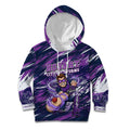 Personalised Hobart Hurricanes Cricket Fan Pride Kid Hoodie Dynamic Swirling Storm Cricket Graphic Art With Hobart Skyline