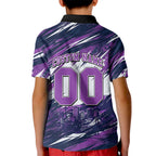 Personalised Hobart Hurricanes Cricket Fan Pride Kid Polo Shirt Dynamic Swirling Storm Cricket Graphic Art With Hobart Skyline