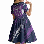 Personalised Hobart Hurricanes Cricket Fan Pride Kid Short Sleeve Dress Dynamic Swirling Storm Cricket Graphic Art With Hobart Skyline