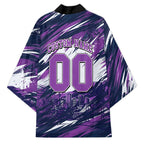Personalised Hobart Hurricanes Cricket Fan Pride Kimono Dynamic Swirling Storm Cricket Graphic Art With Hobart Skyline