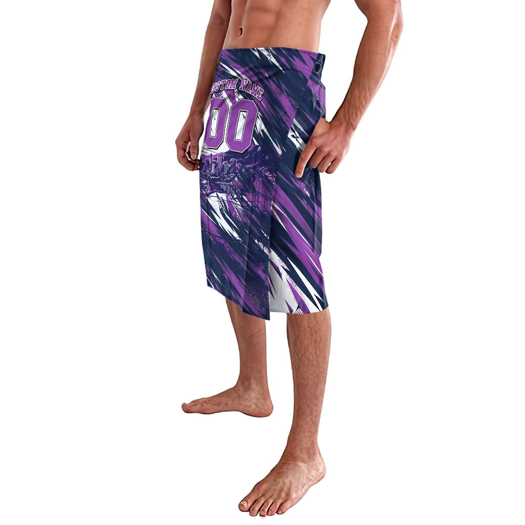Personalised Hobart Hurricanes Cricket Fan Pride Lavalava Dynamic Swirling Storm Cricket Graphic Art With Hobart Skyline