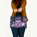 Personalised Hobart Hurricanes Cricket Fan Pride Leather Bag Dynamic Swirling Storm Cricket Graphic Art With Hobart Skyline