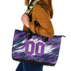 Personalised Hobart Hurricanes Cricket Fan Pride Leather Tote Bag Dynamic Swirling Storm Cricket Graphic Art With Hobart Skyline
