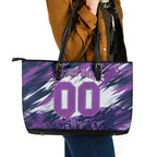 Personalised Hobart Hurricanes Cricket Fan Pride Leather Tote Bag Dynamic Swirling Storm Cricket Graphic Art With Hobart Skyline
