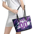 Personalised Hobart Hurricanes Cricket Fan Pride Leather Tote Bag Dynamic Swirling Storm Cricket Graphic Art With Hobart Skyline