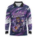 Personalised Hobart Hurricanes Cricket Fan Pride Long Sleeve Polo Shirt Dynamic Swirling Storm Cricket Graphic Art With Hobart Skyline