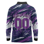 Personalised Hobart Hurricanes Cricket Fan Pride Long Sleeve Polo Shirt Dynamic Swirling Storm Cricket Graphic Art With Hobart Skyline