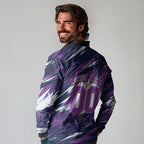 Personalised Hobart Hurricanes Cricket Fan Pride Long Sleeve Polo Shirt Dynamic Swirling Storm Cricket Graphic Art With Hobart Skyline