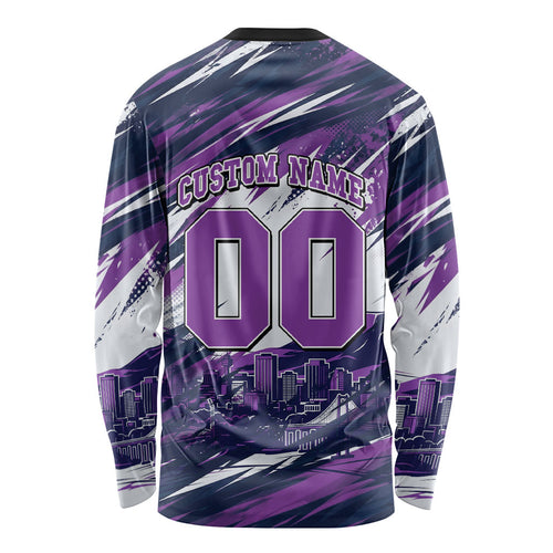 Personalised Hobart Hurricanes Cricket Fan Pride Long Sleeve Shirt Dynamic Swirling Storm Cricket Graphic Art With Hobart Skyline
