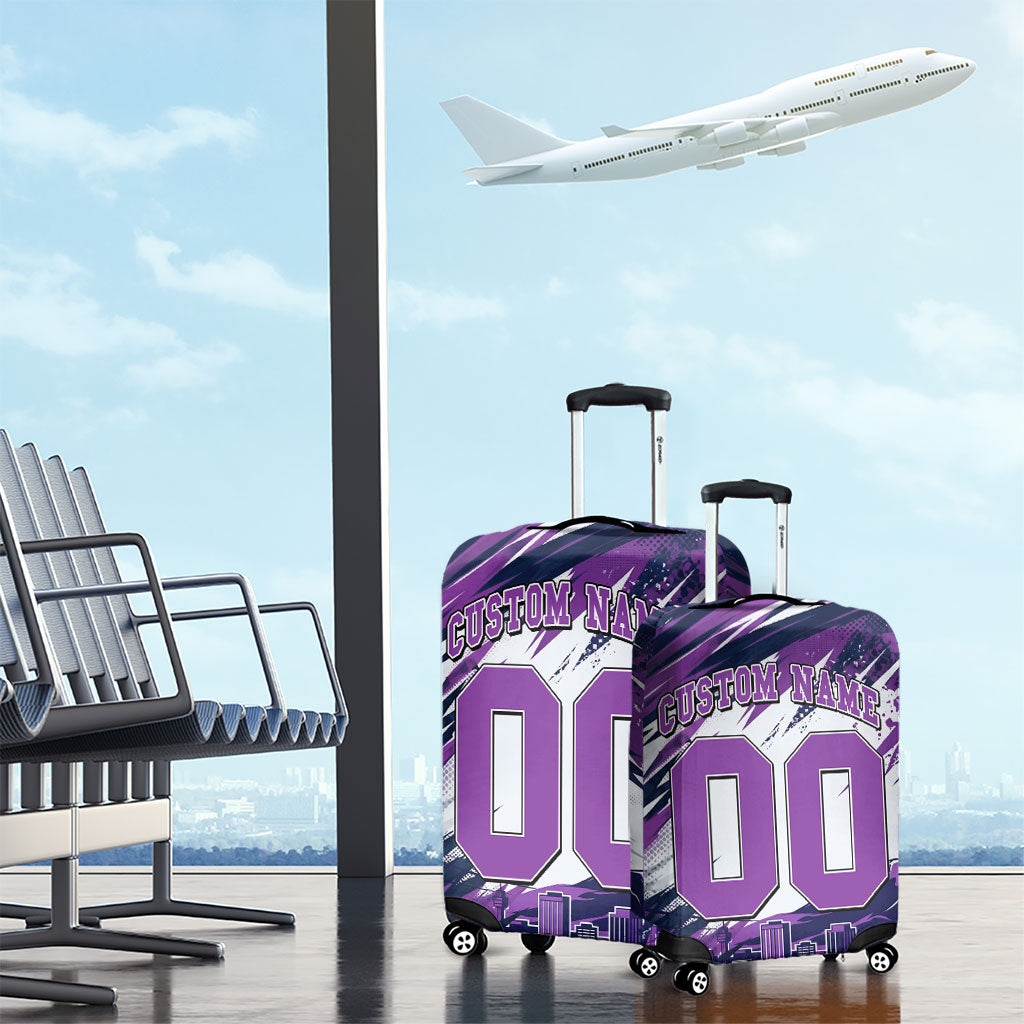 Personalised Hobart Hurricanes Cricket Fan Pride Luggage Cover Dynamic Swirling Storm Cricket Graphic Art With Hobart Skyline