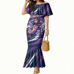 Personalised Hobart Hurricanes Cricket Fan Pride Mermaid Dress Dynamic Swirling Storm Cricket Graphic Art With Hobart Skyline
