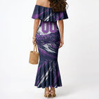 Personalised Hobart Hurricanes Cricket Fan Pride Mermaid Dress Dynamic Swirling Storm Cricket Graphic Art With Hobart Skyline