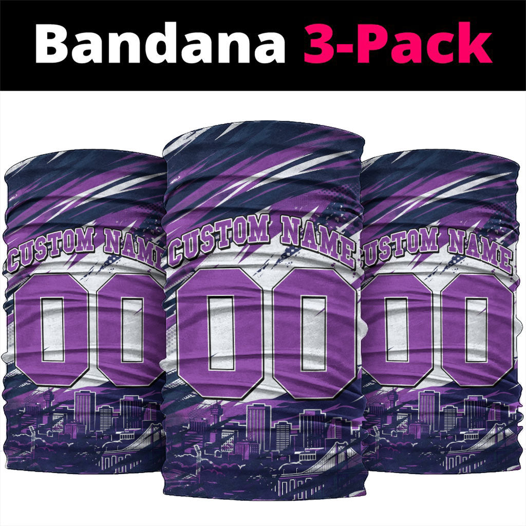 Personalised Hobart Hurricanes Cricket Fan Pride Neck Gaiter Dynamic Swirling Storm Cricket Graphic Art With Hobart Skyline