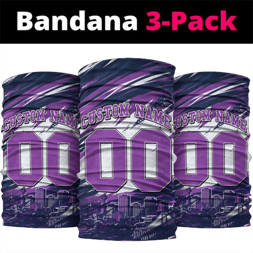 Personalised Hobart Hurricanes Cricket Fan Pride Neck Gaiter Dynamic Swirling Storm Cricket Graphic Art With Hobart Skyline