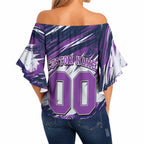 Personalised Hobart Hurricanes Cricket Fan Pride Off Shoulder Wrap Waist Top Dynamic Swirling Storm Cricket Graphic Art With Hobart Skyline