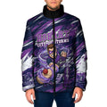 Personalised Hobart Hurricanes Cricket Fan Pride Padded Jacket Dynamic Swirling Storm Cricket Graphic Art With Hobart Skyline