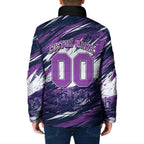 Personalised Hobart Hurricanes Cricket Fan Pride Padded Jacket Dynamic Swirling Storm Cricket Graphic Art With Hobart Skyline
