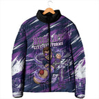 Personalised Hobart Hurricanes Cricket Fan Pride Padded Jacket Dynamic Swirling Storm Cricket Graphic Art With Hobart Skyline