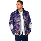 Personalised Hobart Hurricanes Cricket Fan Pride Padded Jacket Dynamic Swirling Storm Cricket Graphic Art With Hobart Skyline