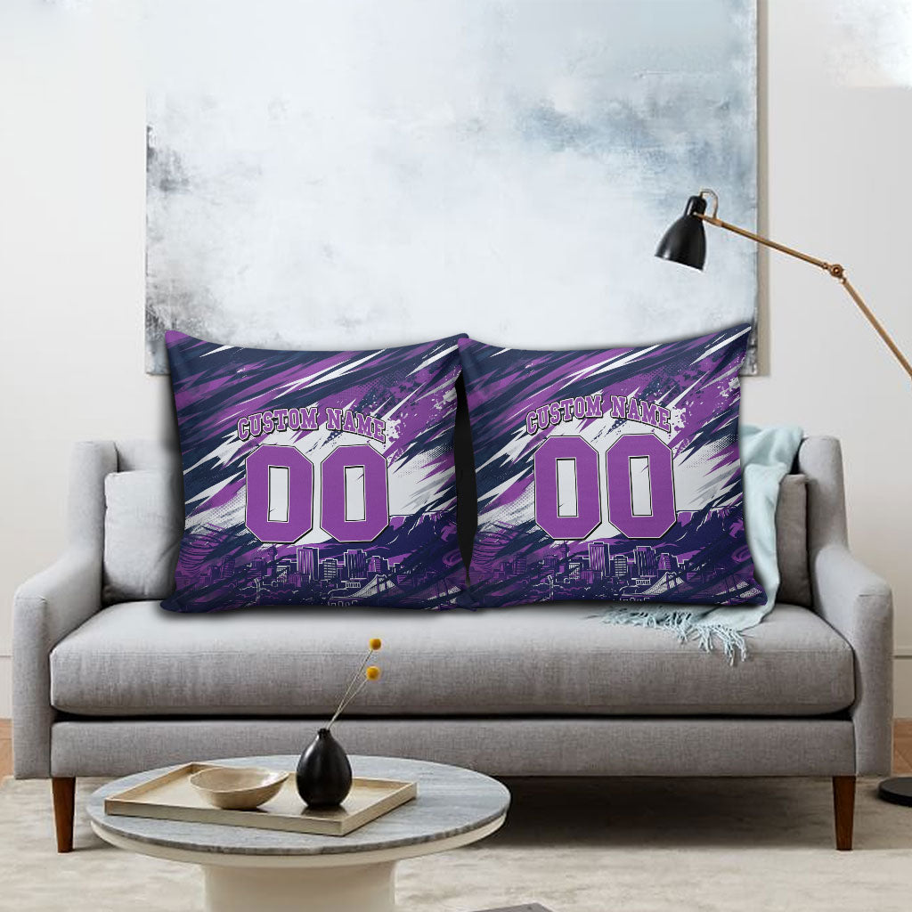 Personalised Hobart Hurricanes Cricket Fan Pride Pillow Cover Dynamic Swirling Storm Cricket Graphic Art With Hobart Skyline