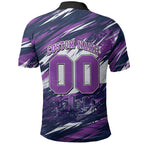 Personalised Hobart Hurricanes Cricket Fan Pride Polo Shirt Dynamic Swirling Storm Cricket Graphic Art With Hobart Skyline
